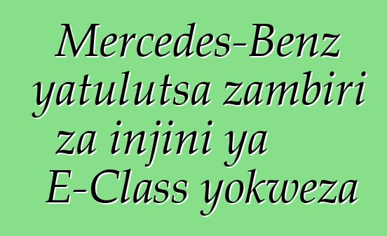 Mercedes-Benz yatulutsa zambiri za injini ya E-Class yokweza
