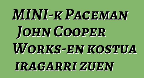 MINI-k Paceman John Cooper Works-en kostua iragarri zuen
