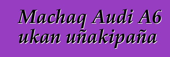 Machaq Audi A6 ukan uñakipaña