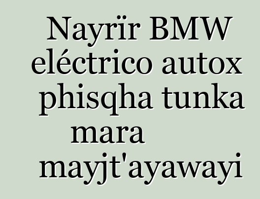 Nayrïr BMW eléctrico autox phisqha tunka mara mayjt’ayawayi