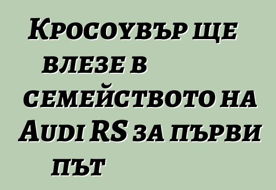 Кросоувър ще влезе в семейството на Audi RS за първи път