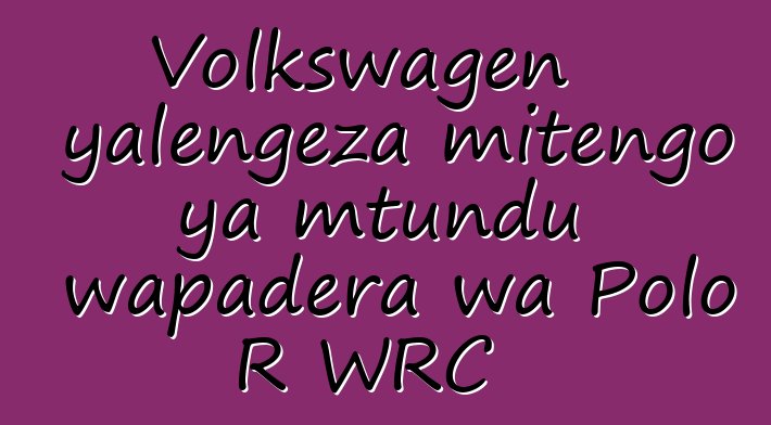 Volkswagen yalengeza mitengo ya mtundu wapadera wa Polo R WRC