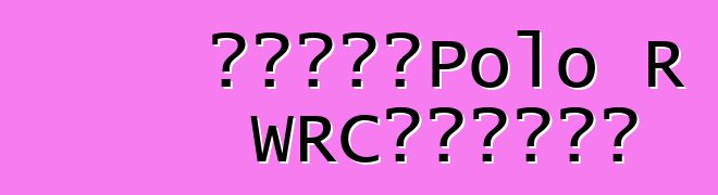 大众公布了Polo R WRC特别版的价格