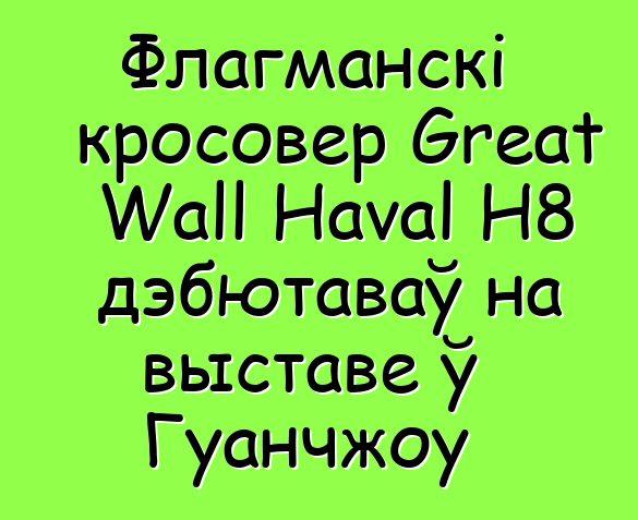 Флагманскі кросовер Great Wall Haval Н8 дэбютаваў на выставе ў Гуанчжоу