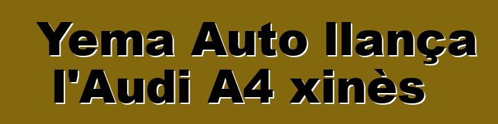 Yema Auto llança l'Audi A4 xinès