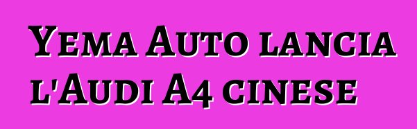 Yema Auto lancia l'Audi A4 cinese