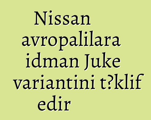 Nissan avropalılara idman Juke variantını təklif edir