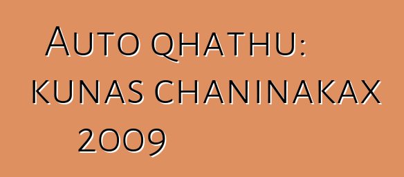 Auto qhathu: kunas chaninakax 2009