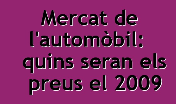 Mercat de l'automòbil: quins seran els preus el 2009