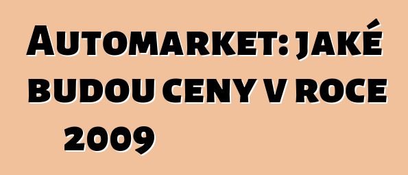 Automarket: jaké budou ceny v roce 2009
