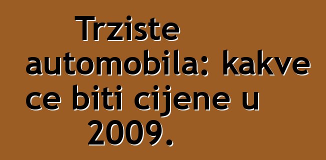 Tržište automobila: kakve će biti cijene u 2009.