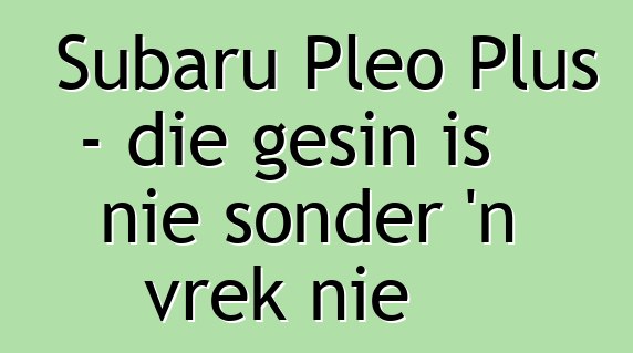 Subaru Pleo Plus - die gesin is nie sonder 'n vrek nie