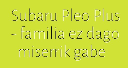 Subaru Pleo Plus - familia ez dago miserrik gabe