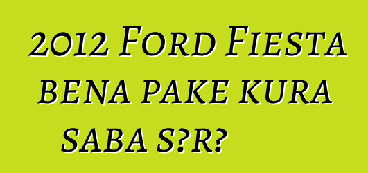 2012 Ford Fiesta bɛna pake kura saba sɔrɔ