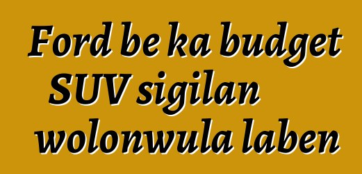 Ford bɛ ka budget SUV sigilan wolonwula labɛn
