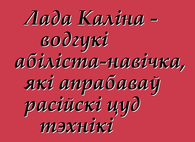 Лада Каліна - водгукі аўтамабіліста-навічка, які апрабаваў расійскі цуд тэхнікі