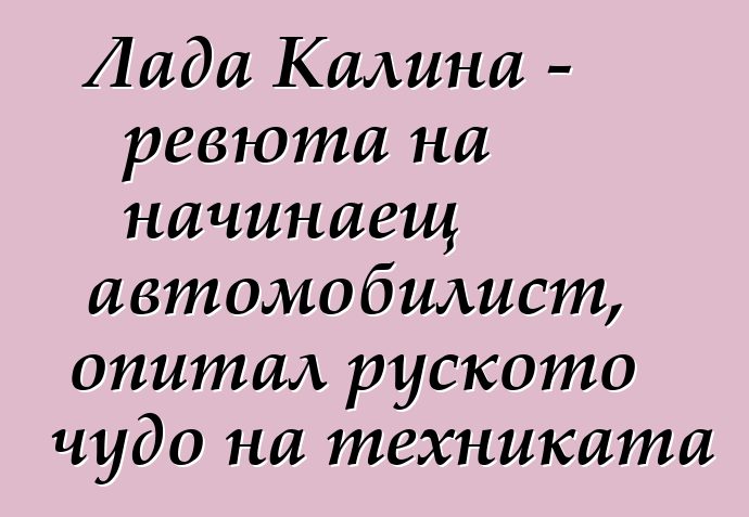 Лада Калина - ревюта на начинаещ автомобилист, опитал руското чудо на техниката