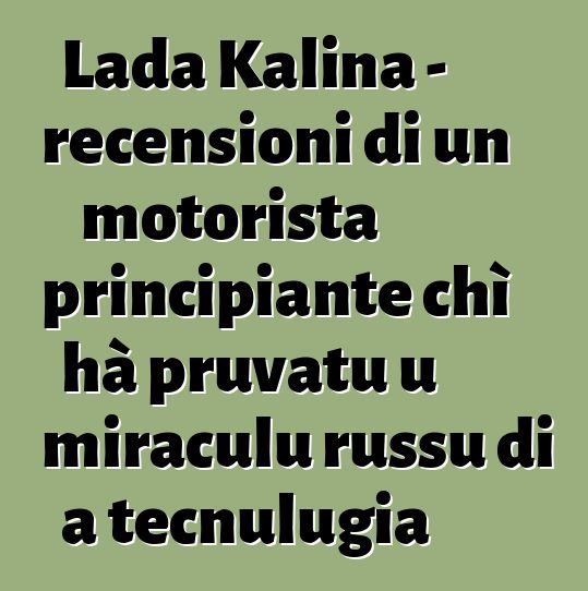 Lada Kalina - recensioni di un motorista principiante chì hà pruvatu u miraculu russu di a tecnulugia