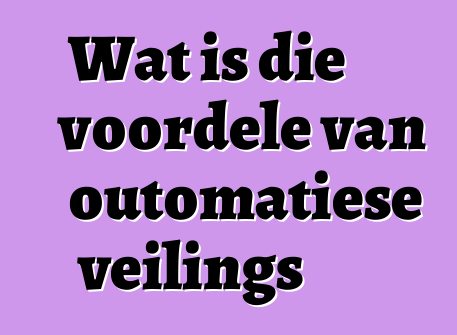 Wat is die voordele van outomatiese veilings