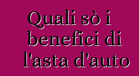 Quali sò i benefici di l'asta d'auto