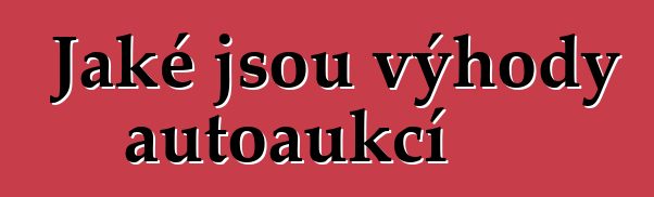 Jaké jsou výhody autoaukcí