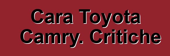 Cara Toyota Camry. Critiche