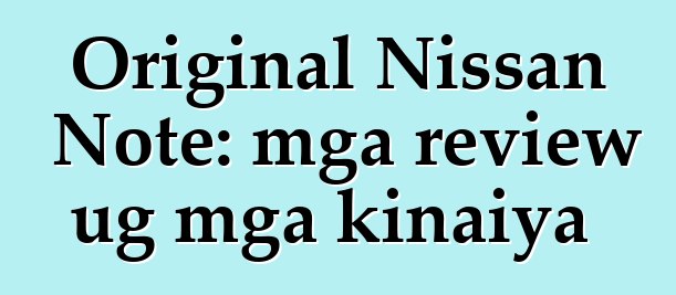 Original Nissan Note: mga review ug mga kinaiya