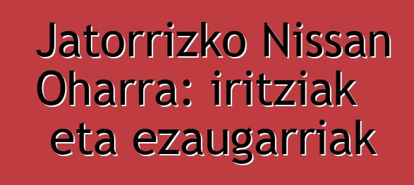Jatorrizko Nissan Oharra: iritziak eta ezaugarriak
