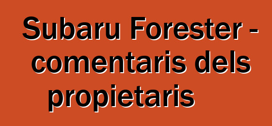 Subaru Forester – comentaris dels propietaris