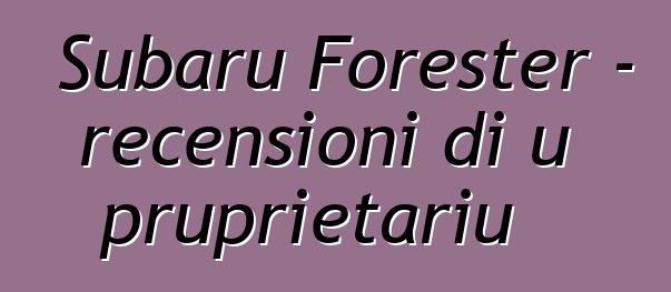 Subaru Forester – recensioni di u pruprietariu