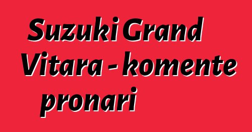 Suzuki Grand Vitara - komente pronari