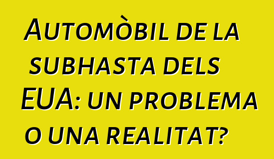 Automòbil de la subhasta dels EUA: un problema o una realitat?