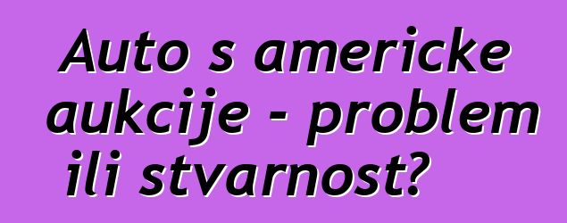 Auto s američke aukcije - problem ili stvarnost?