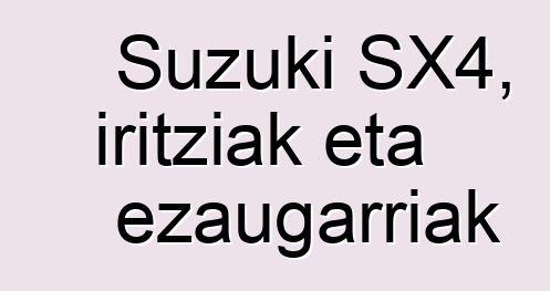 Suzuki SX4, iritziak eta ezaugarriak