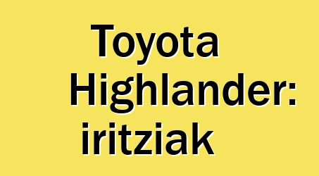 Toyota Highlander: iritziak