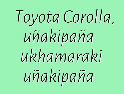 Toyota Corolla, uñakipaña ukhamaraki uñakipaña