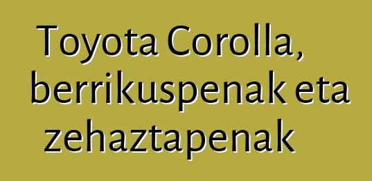Toyota Corolla, berrikuspenak eta zehaztapenak