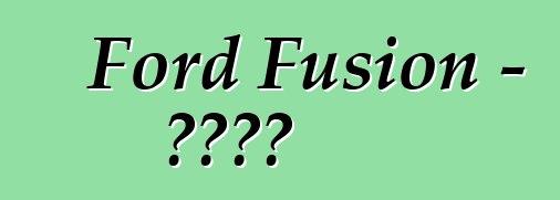 Ford Fusion - 實踐評論