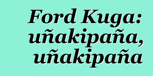 Ford Kuga: uñakipaña, uñakipaña