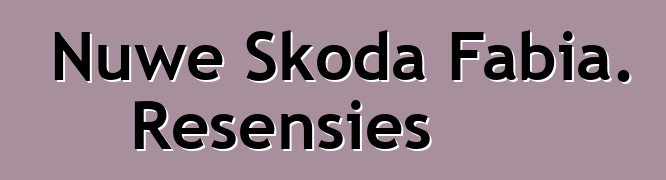 Nuwe Skoda Fabia. Resensies