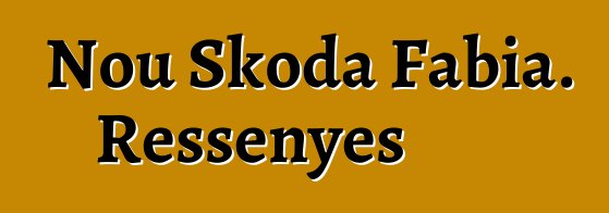 Nou Skoda Fabia. Ressenyes