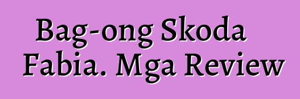 Bag-ong Skoda Fabia. Mga Review