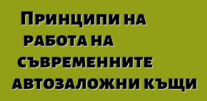 Принципи на работа на съвременните автозаложни къщи