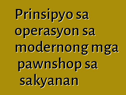 Prinsipyo sa operasyon sa modernong mga pawnshop sa sakyanan