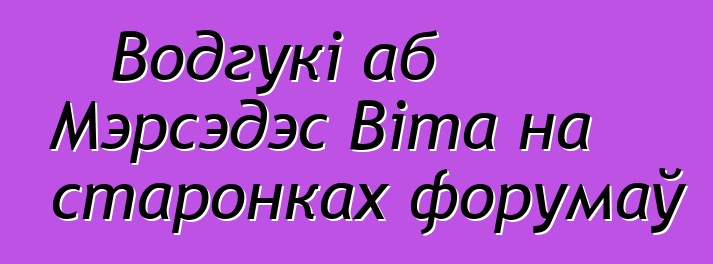 Водгукі аб Мэрсэдэс Віта на старонках форумаў