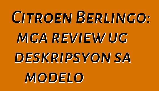 Citroen Berlingo: mga review ug deskripsyon sa modelo