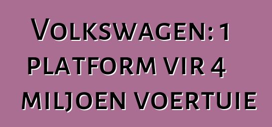 Volkswagen: 1 platform vir 4 miljoen voertuie