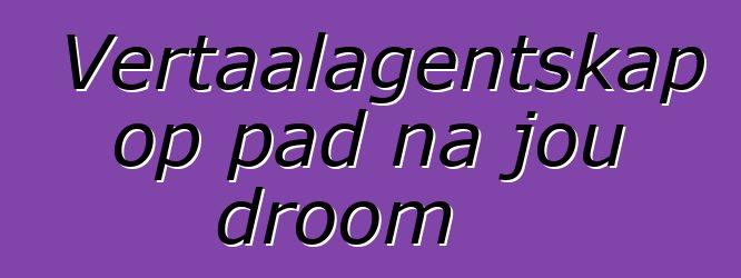 Vertaalagentskap op pad na jou droom