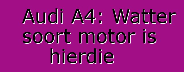 Audi A4: Watter soort motor is hierdie