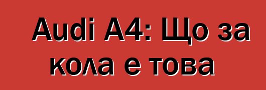 Audi A4: Що за кола е това